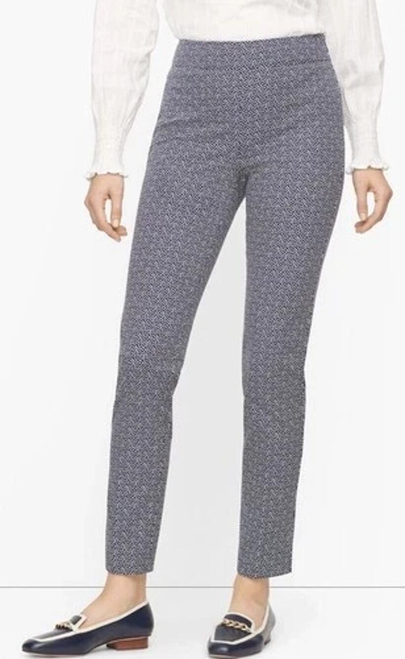 TALBOTS Chatham Ankle Pants Women Size 6 Navy Blue White Polka Dot Stretch NWT